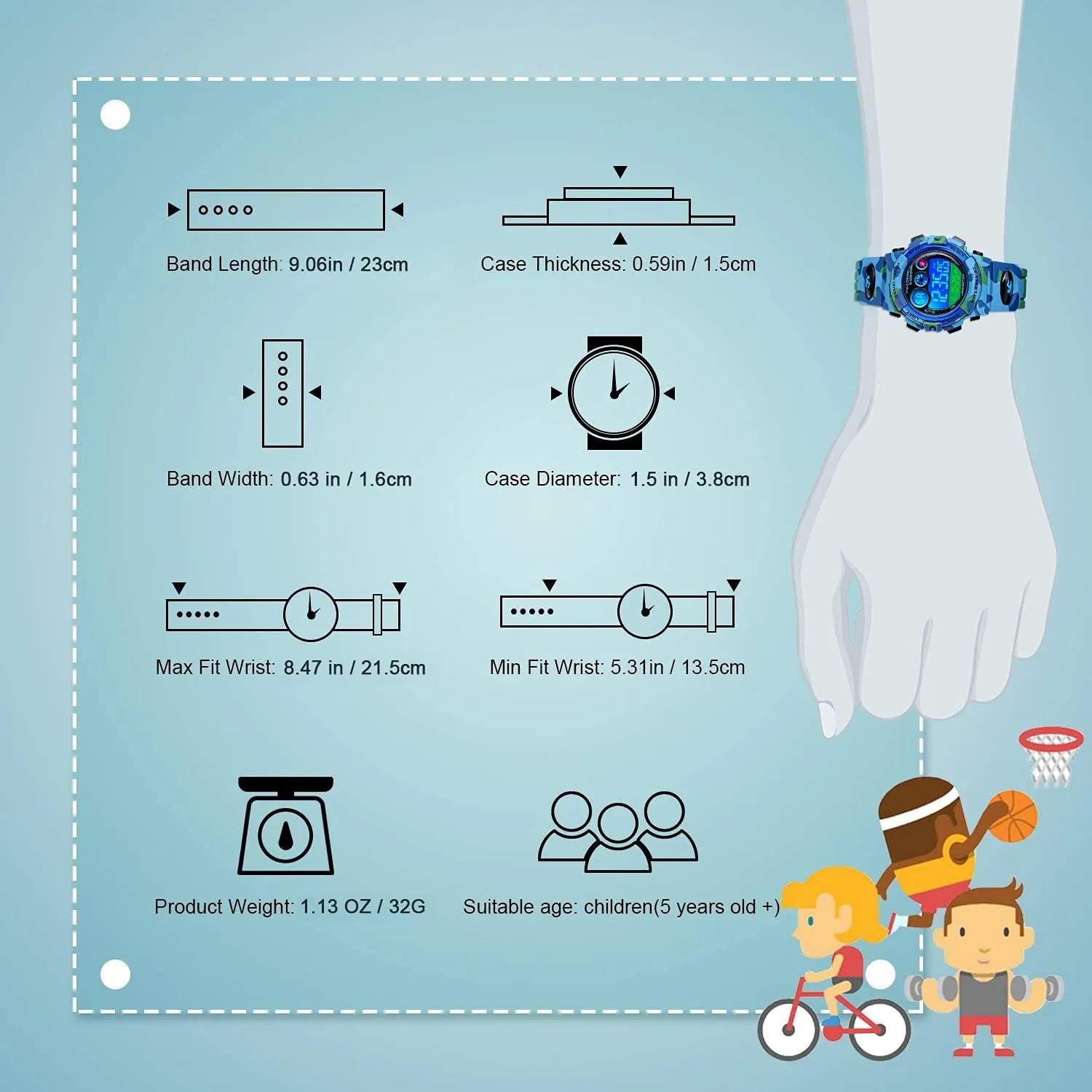 Casual Outdoor Watches, 7 Colorful LED nosy complacence Luminous Alarm Stopwatch Wristwatch cofuo Kids Digital Sport Watch for Boys Girls, Kid Waterproof Electronic Multi Function 