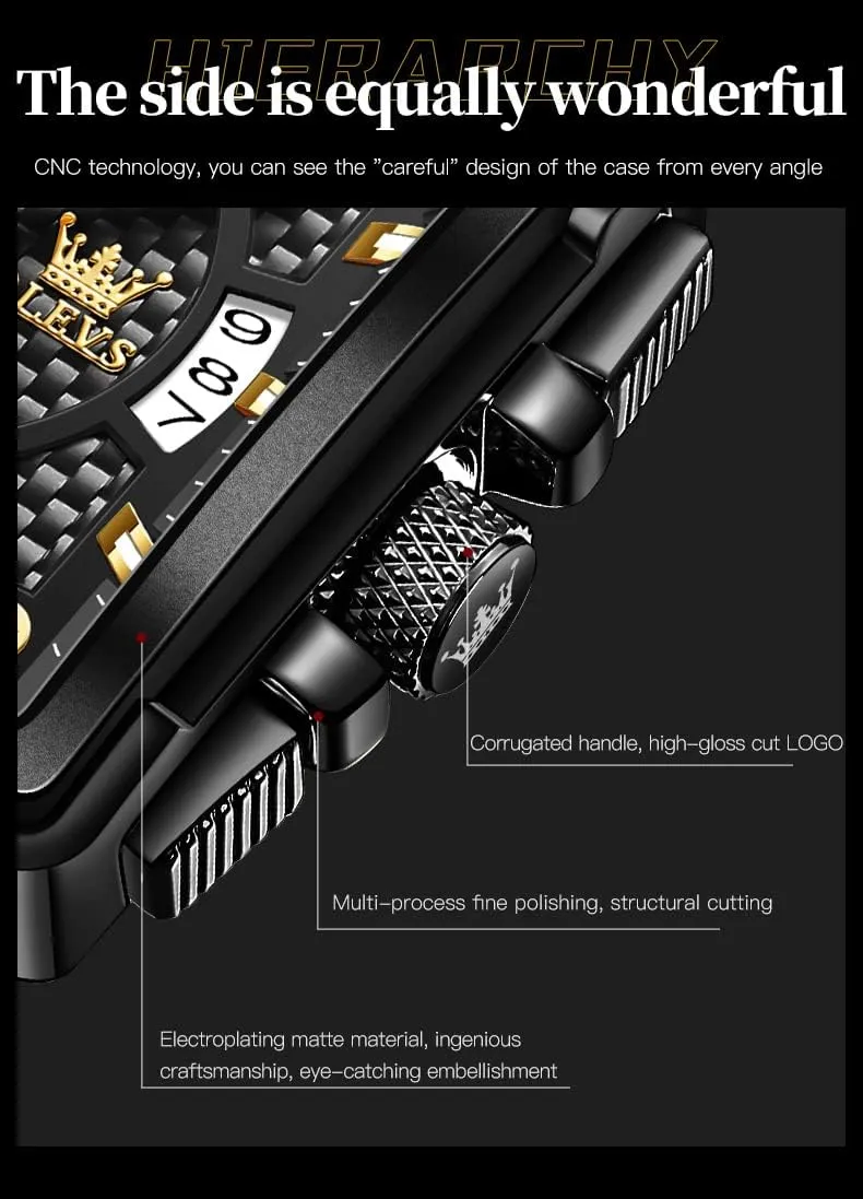 Casual Wrist Watches aware plunge evaporate soundly OLEVS Square Watches for Men Brown Leather Chronograph Fashion Business Watch Luminous Waterproof 