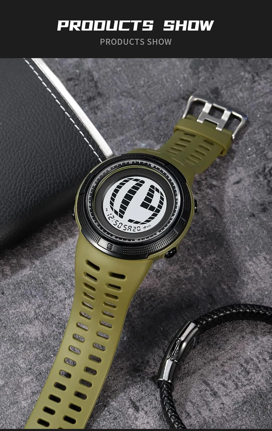 Casual Wristwatch 5Bar Waterproof Fashion Male Watches Gosasa Military Camouflage LED Digital Watches Multifunction Sport Watch cretaceous for Men Chronograph Alarm 