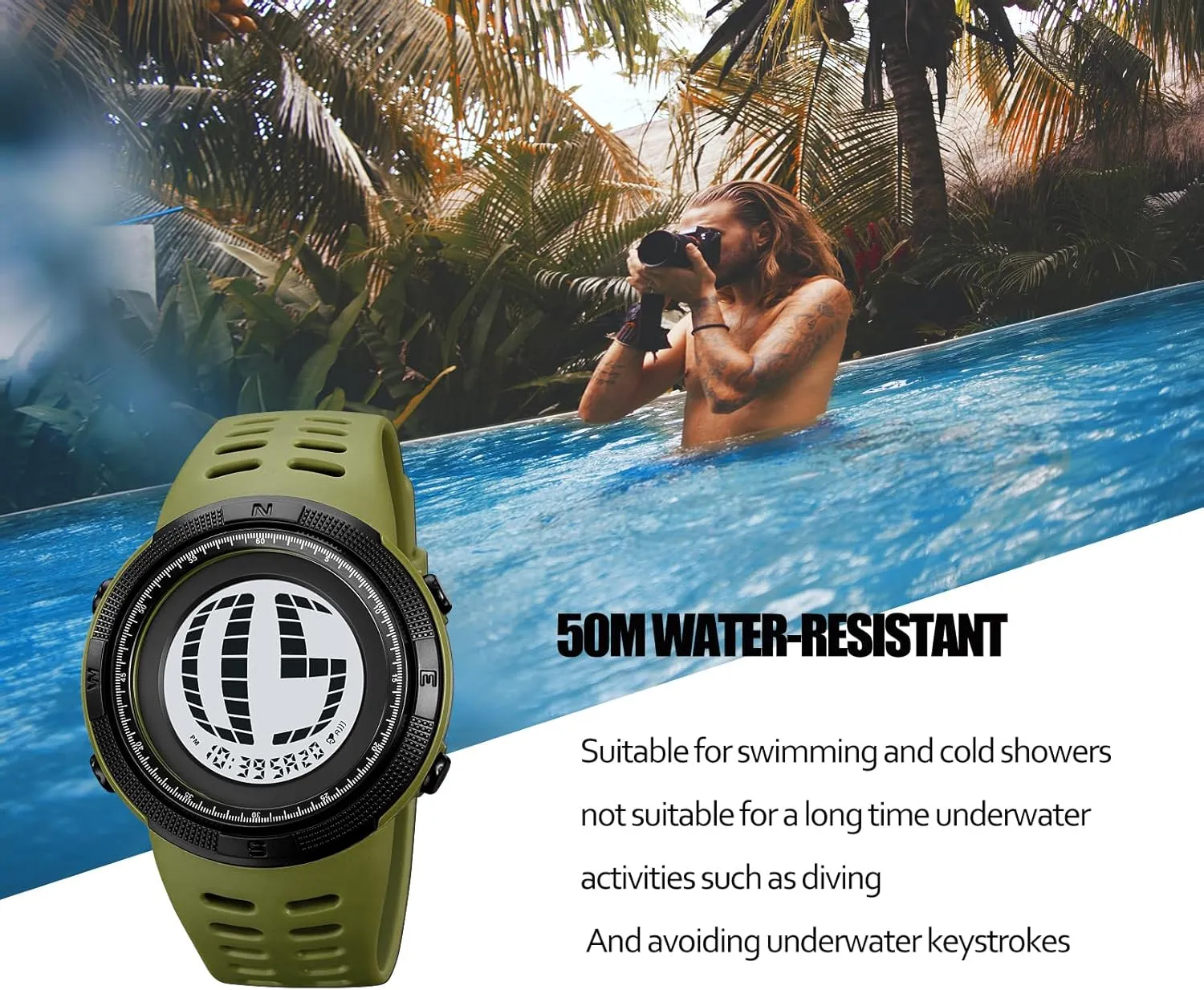 Casual Wristwatch 5Bar Waterproof Fashion Male Watches Gosasa Military Camouflage LED Digital Watches Multifunction Sport Watch cretaceous for Men Chronograph Alarm 