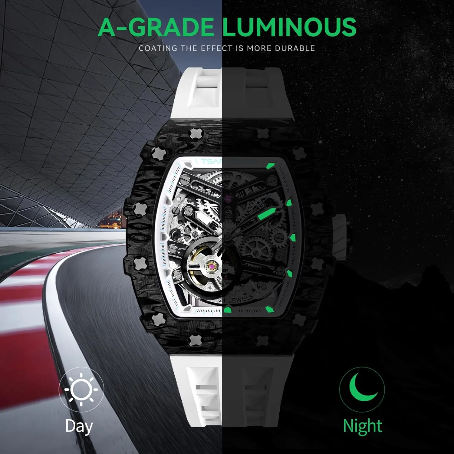 cellist insure 50M Waterproof for Square Stainless Steel Wrist Watch and Silicone Strap Unique Fashion Gift for Men Automatic Mens Watch Mechanical Movement Original Design 