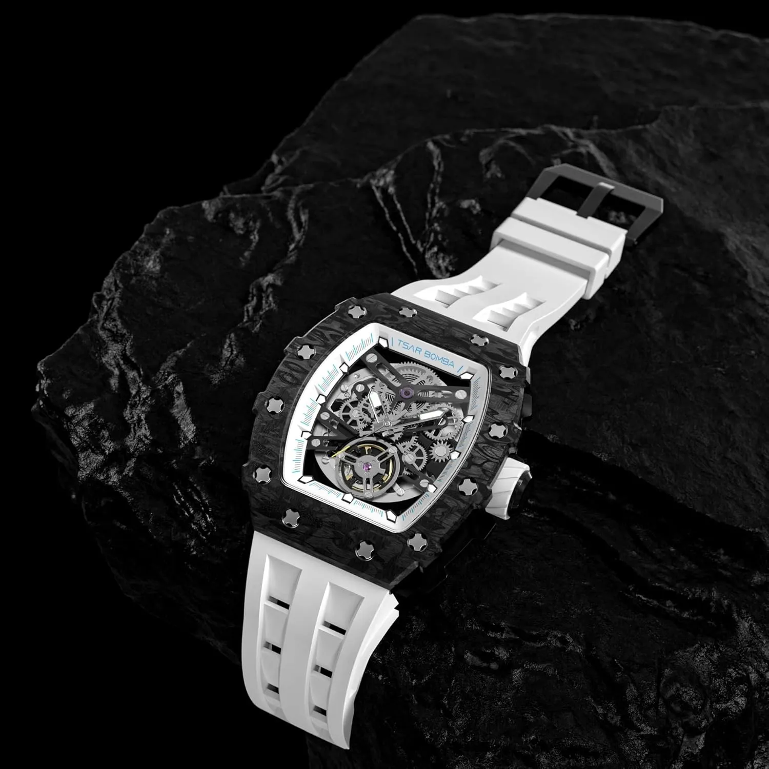 cellist insure 50M Waterproof for Square Stainless Steel Wrist Watch and Silicone Strap Unique Fashion Gift for Men Automatic Mens Watch Mechanical Movement Original Design 