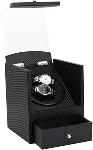 chlorine gratify Motor Rotating Mechanical Watch Winding Box, Carbon Fiber Leather Table Shaker-01 Automatic Watch Winder Watch Automatic Winder, 2 0 Table Electric 