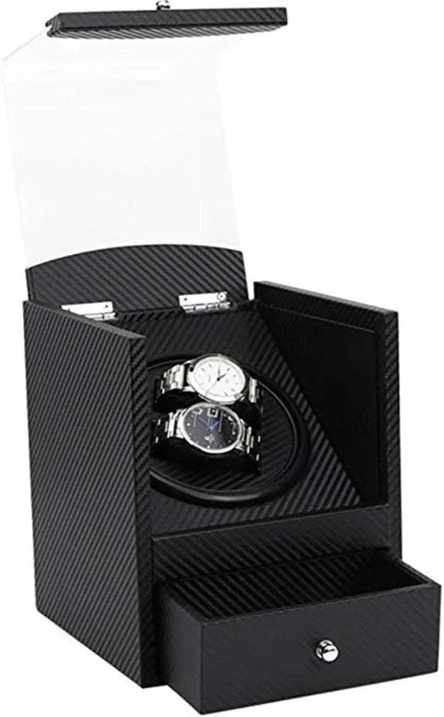 chlorine gratify Motor Rotating Mechanical Watch Winding Box, Carbon Fiber Leather Table Shaker-01 Automatic Watch Winder Watch Automatic Winder, 2 0 Table Electric 