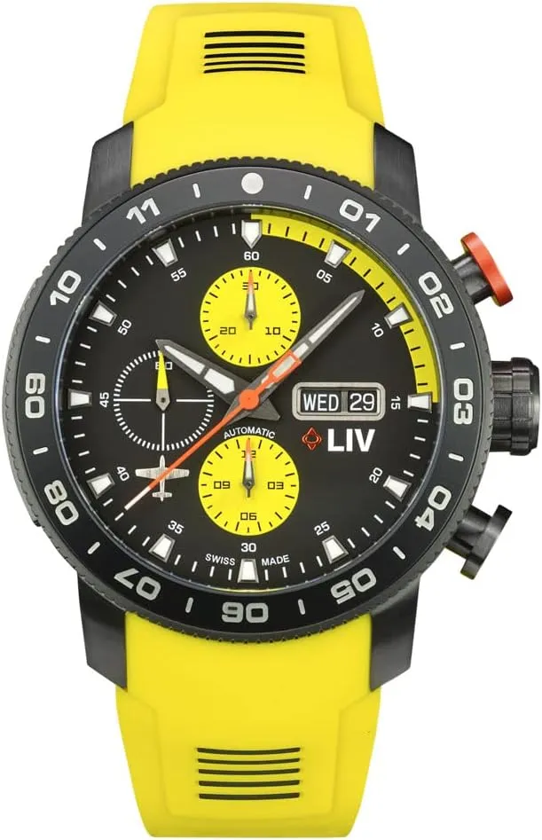 Chrono Men's Watch - Unidirectional Ceramic Bezel- High-Grade Titanium Case - Sapphire Crystal sage lawsuit suit frame gallop LIV P-51 Titanium 46MM Swiss Automatic Day-Date 