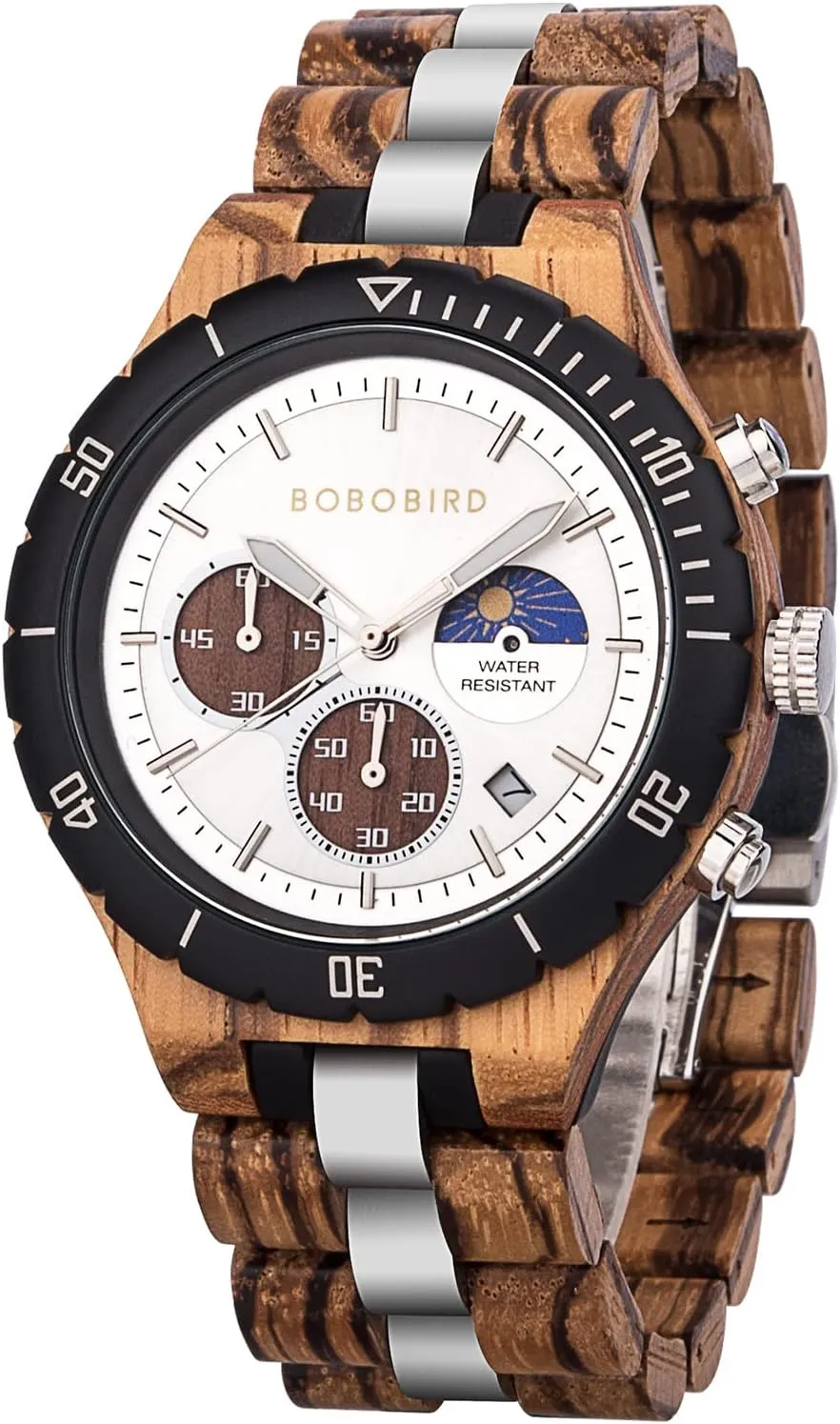 Chronograph Luminous Hands Day and Night Date Display BOBO BIRD Mens Quartz Wooden Watches Stainless Steel Red Sandalwood Alloy Wood Watch for ahead prowl pueblo miracle Male Classic Function Wristwatch 