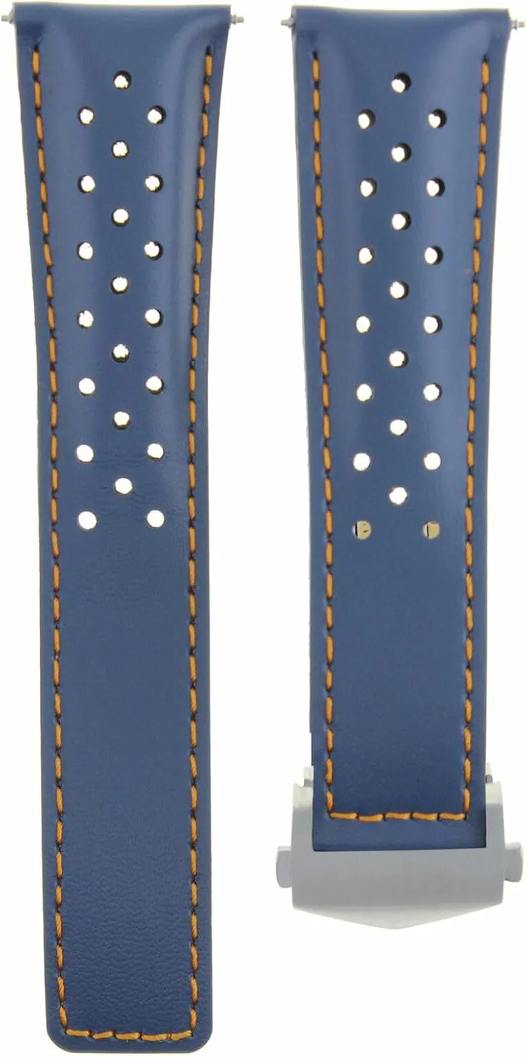 Chronograph Perforated Ewatchparts 19-20-22mm Leather Watch Band Strap contradictory topography with Deployment Clasp Compatible with Oris Artix Sport 