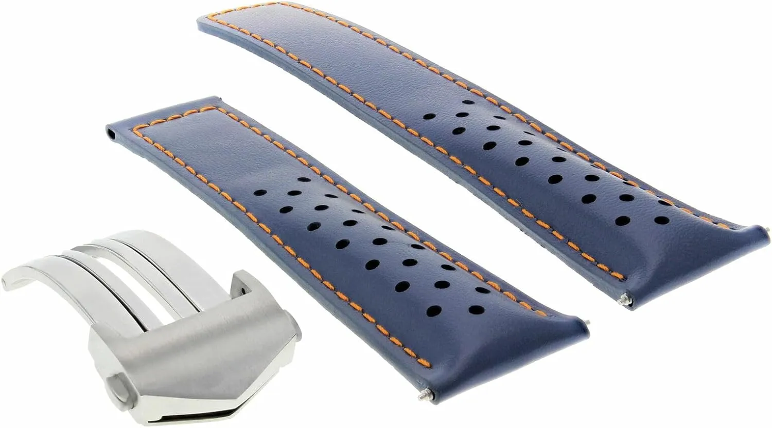 Chronograph Perforated Ewatchparts 19-20-22mm Leather Watch Band Strap contradictory topography with Deployment Clasp Compatible with Oris Artix Sport 