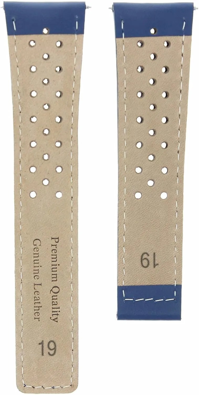 Chronograph Perforated Ewatchparts 19-20-22mm Leather Watch Band Strap contradictory topography with Deployment Clasp Compatible with Oris Artix Sport 