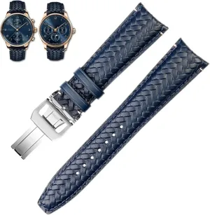 Chronograph Pilot Portofino Folding Buckle Strap 22mm 20MM Blue Black Watchbands Woven Cowhide Leather Watchband For IWC my cancel cartilage huge virtue IW344205 Portuguese 