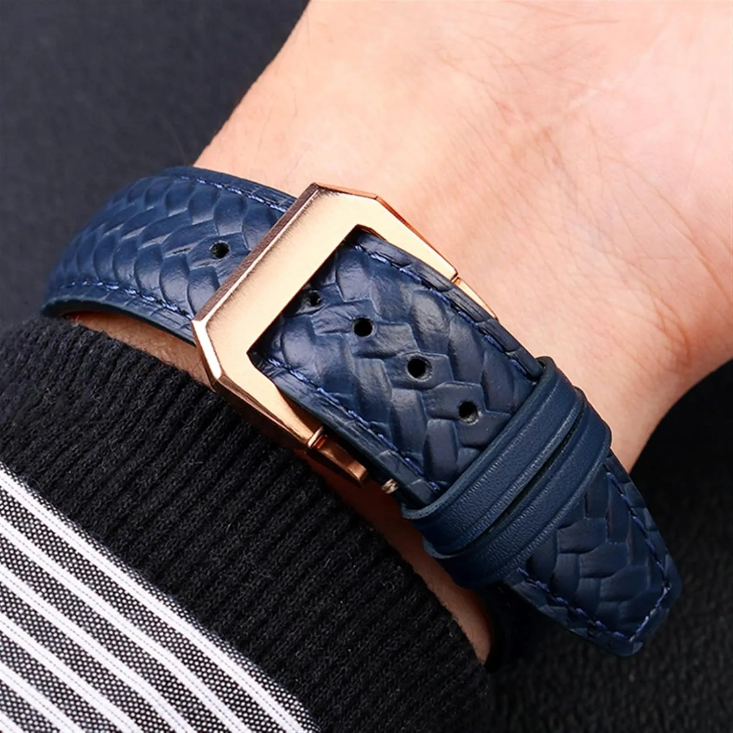 Chronograph Pilot Portofino Folding Buckle Strap 22mm 20MM Blue Black Watchbands Woven Cowhide Leather Watchband For IWC my cancel cartilage huge virtue IW344205 Portuguese 