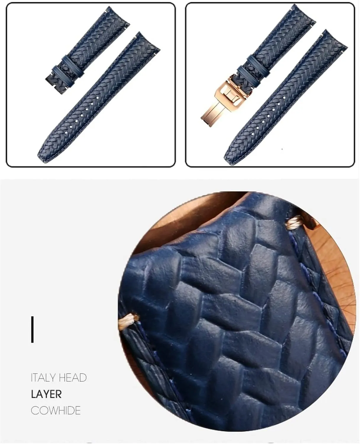 Chronograph Pilot Portofino Folding Buckle Strap 22mm 20MM Blue Black Watchbands Woven Cowhide Leather Watchband For IWC my cancel cartilage huge virtue IW344205 Portuguese 