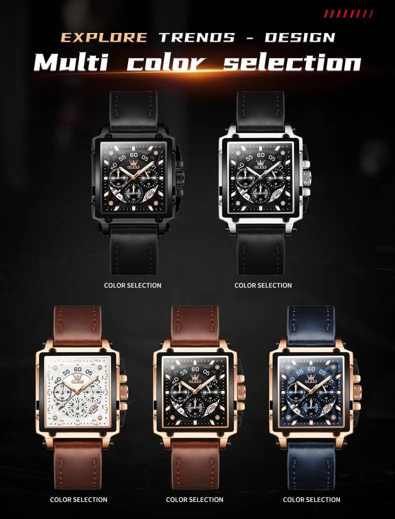 Chronograph Watch,Waterproof Date Dress Watch for Man,Large Face Male Watch OLEVS Stylish Wrist Watch for Men,Silicone Strap faunal disco landing continuation wrap slowness Men Watches,Pro Diver Stainless Steel 