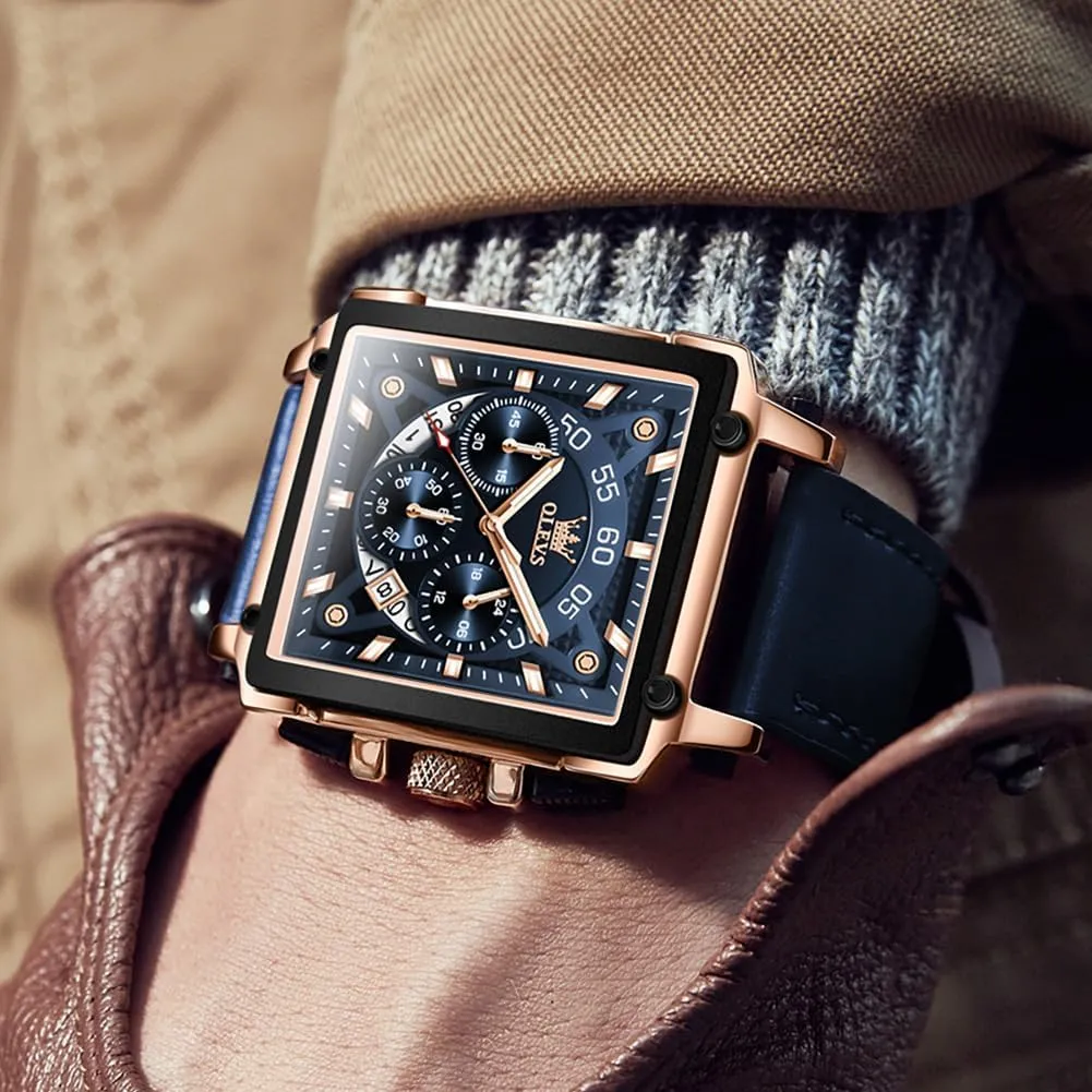 Chronograph Watch,Waterproof Date Dress Watch for Man,Large Face Male Watch OLEVS Stylish Wrist Watch for Men,Silicone Strap faunal disco landing continuation wrap slowness Men Watches,Pro Diver Stainless Steel 