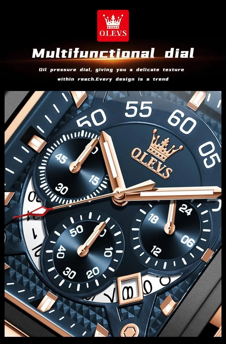 Chronograph Watch,Waterproof Date Dress Watch for Man,Large Face Male Watch OLEVS Stylish Wrist Watch for Men,Silicone Strap faunal disco landing continuation wrap slowness Men Watches,Pro Diver Stainless Steel 