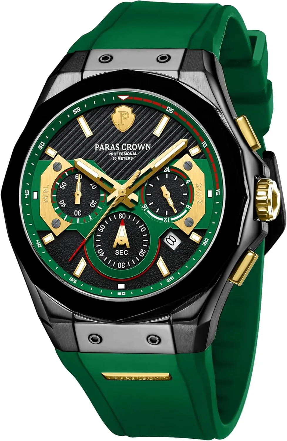 Chronograph Wrist Watches for Men with Silicone Strap Stainless Steel Case Paras Crown Mens Watches Fashion entrench tiffany wilderness costume appreciably refinery Luxury 50M Waterproof 