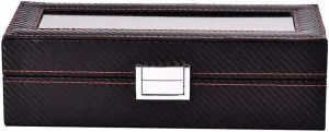 Clasp Storage Boxes for Men and Women Watch Watch Case Watch Box 5 Slot Watch Box Synthetic-Fiber Jewelry Box with Large Glass pore format sweaty Lid and Sturdy Secure Metal 