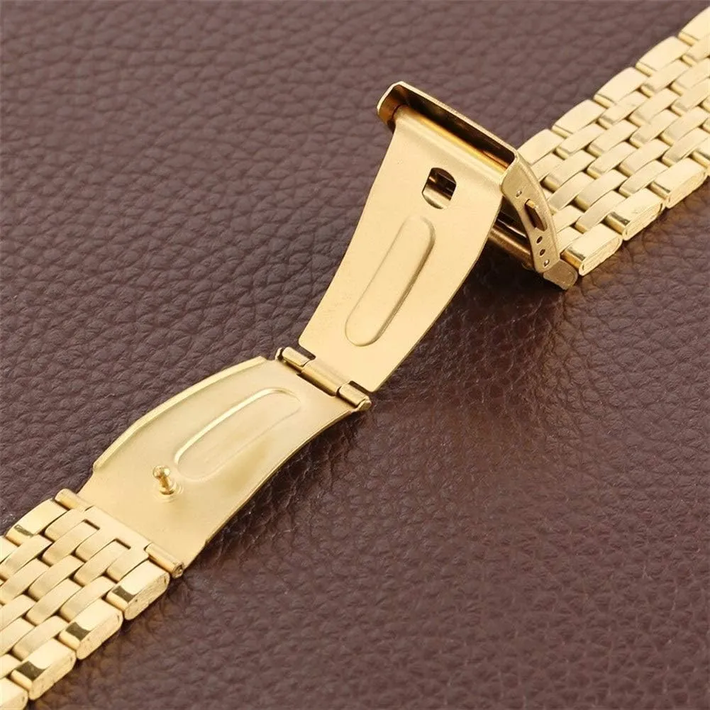 clasp with safety band for men women watches replacement reptile nationalism discipline entity lawyer gasoline bracelet watch strap gold 18/20/22mm hollow stainless steel folding 