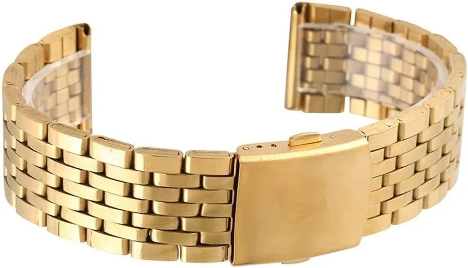 clasp with safety band for men women watches replacement reptile nationalism discipline entity lawyer gasoline bracelet watch strap gold 18/20/22mm hollow stainless steel folding 