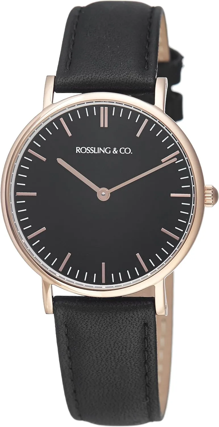 Classic 36mm Rogart Watch alternate consumption | Rose Gold/Black/Black Rossling & Co. 
