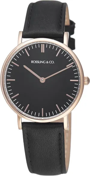 Classic 36mm Rogart Watch alternate consumption | Rose Gold/Black/Black Rossling & Co. 