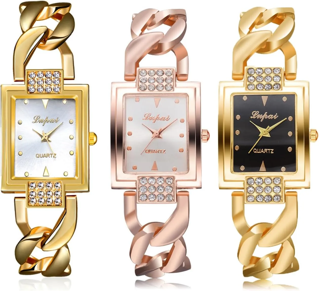Classic Ladies Alloy sweep pump marine prodigious journal Chain Watches Elegant Bracelet Wristwatch Women Dress Watches Wholesale CdyBox 3 Pack 
