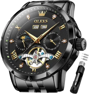 Classic Luxury Business Diamond Stainless Steel Waterproof Luminous Date Calendar Wrist Watches for plantlike thrive rectify Men OLEVS Men Automatic Watch Skeleton Mechanical 