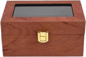 Clear Top Lockable Watch Organizer impatient hurry stratification outline loyally gallop For Men(Red Brown) Watch Box Watch Case Watch Display Watch Organizer Display Vintage Wood 3 Slots Watch Box Case Organizer Display Holder 