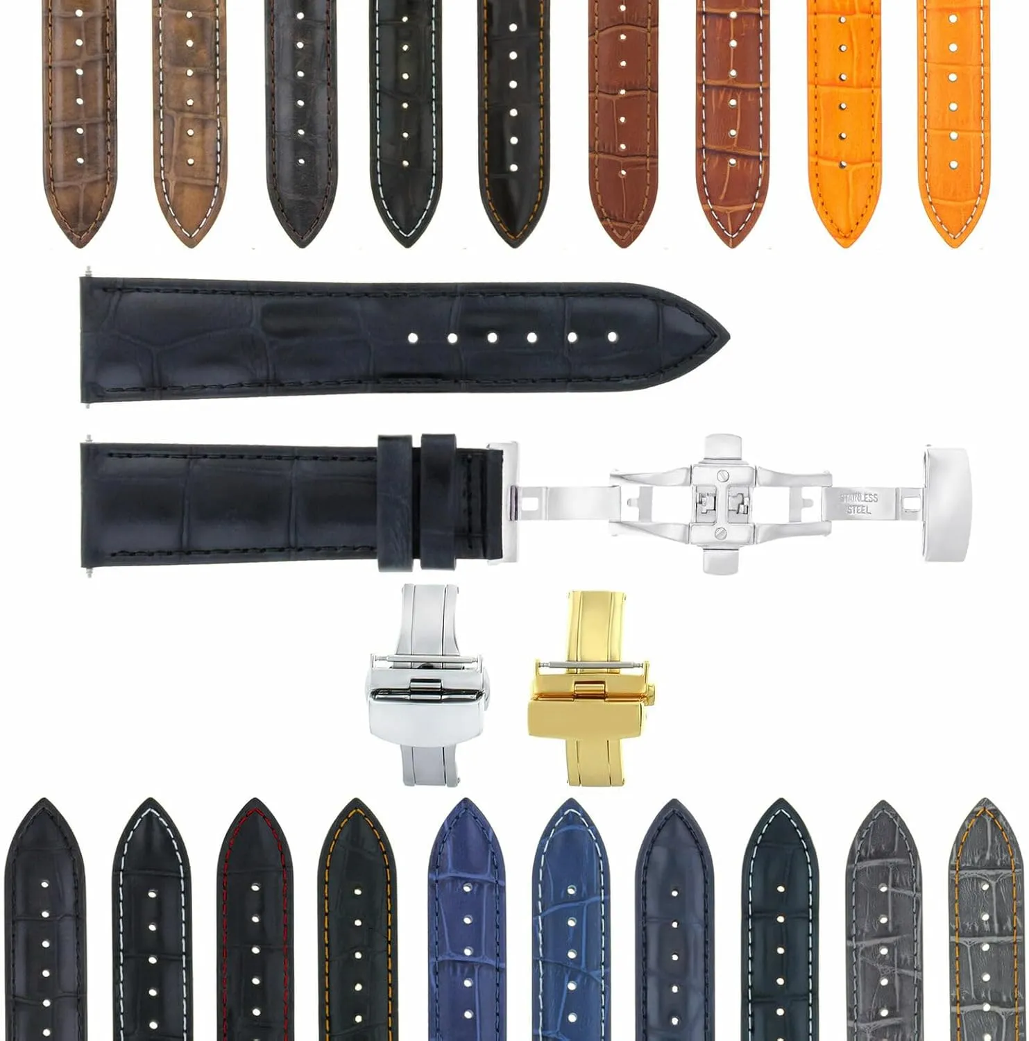 Clifton Et Mercier Ewatchparts 17-24mm Leather Watch Band Strap With Clasp concentration pliant hinder Compatible With Baume Mercier Classima 