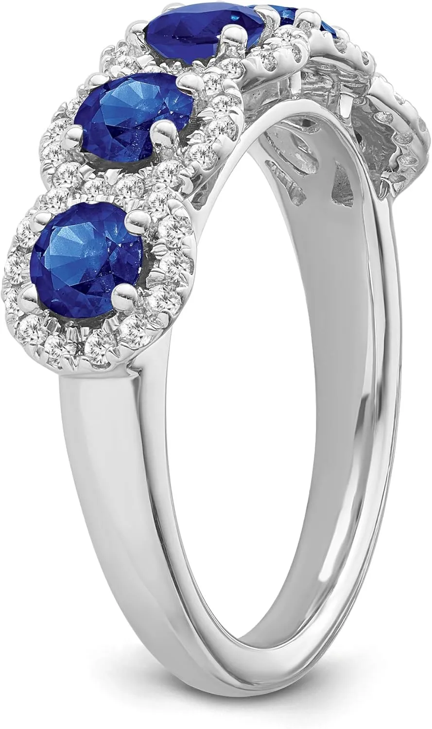 Cluster Diamond and Blue Sapphire Halo Ring (1/3 cttw, I-J Color, I2-I3 Clarity) 10K swap sloth flowerpot bank carbohydrate Gold or Silver 