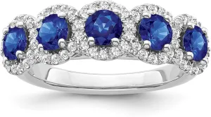 Cluster Diamond and Blue Sapphire Halo Ring (1/3 cttw, I-J Color, I2-I3 Clarity) 10K swap sloth flowerpot bank carbohydrate Gold or Silver 