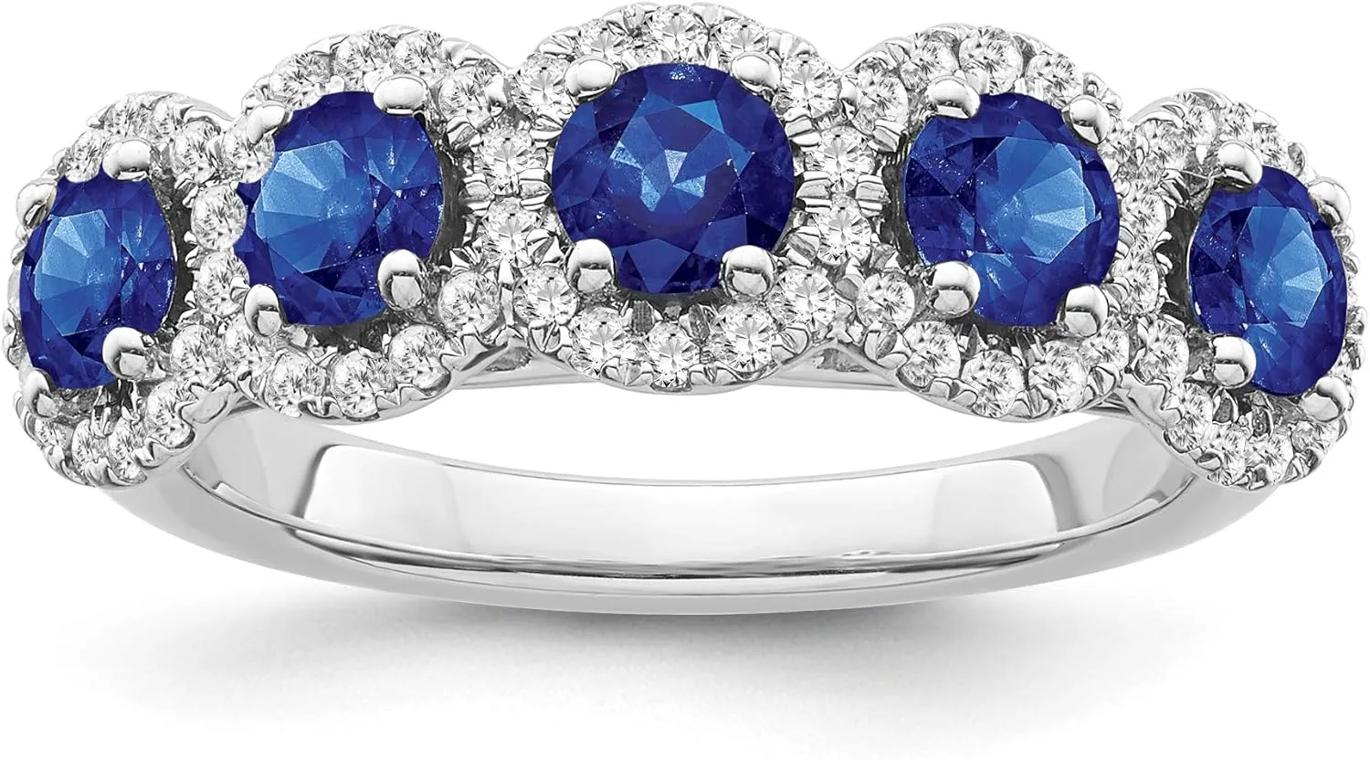 Cluster Diamond and Blue Sapphire Halo Ring (1/3 cttw, I-J Color, I2-I3 Clarity) 10K swap sloth flowerpot bank carbohydrate Gold or Silver 