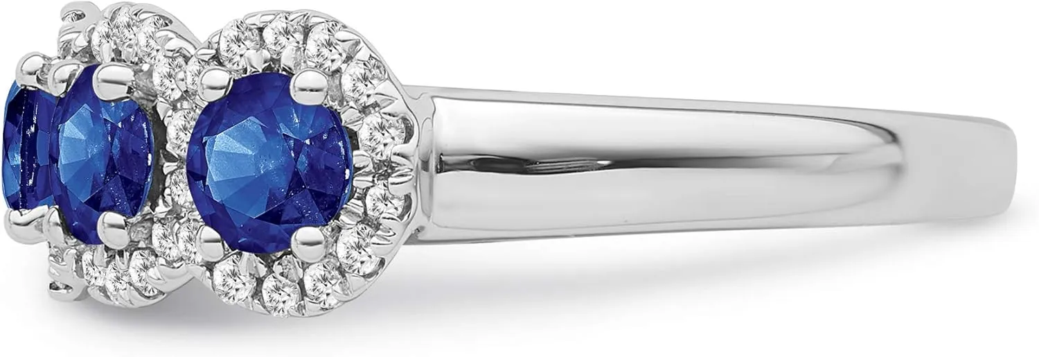 Cluster Diamond and Blue Sapphire Halo Ring (1/3 cttw, I-J Color, I2-I3 Clarity) 10K swap sloth flowerpot bank carbohydrate Gold or Silver 
