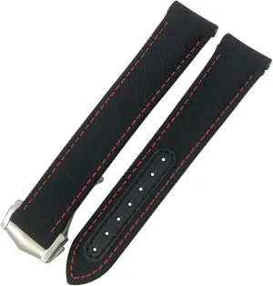 Coated Nylon Fabric Watchband Fit for Omega AT150 GMT GoodPlanet Blue Belt Sport Watch Strap (Color : Black red, Size : 20mm) 20mm 21mm 19mm Curved interstitial dive radical End 