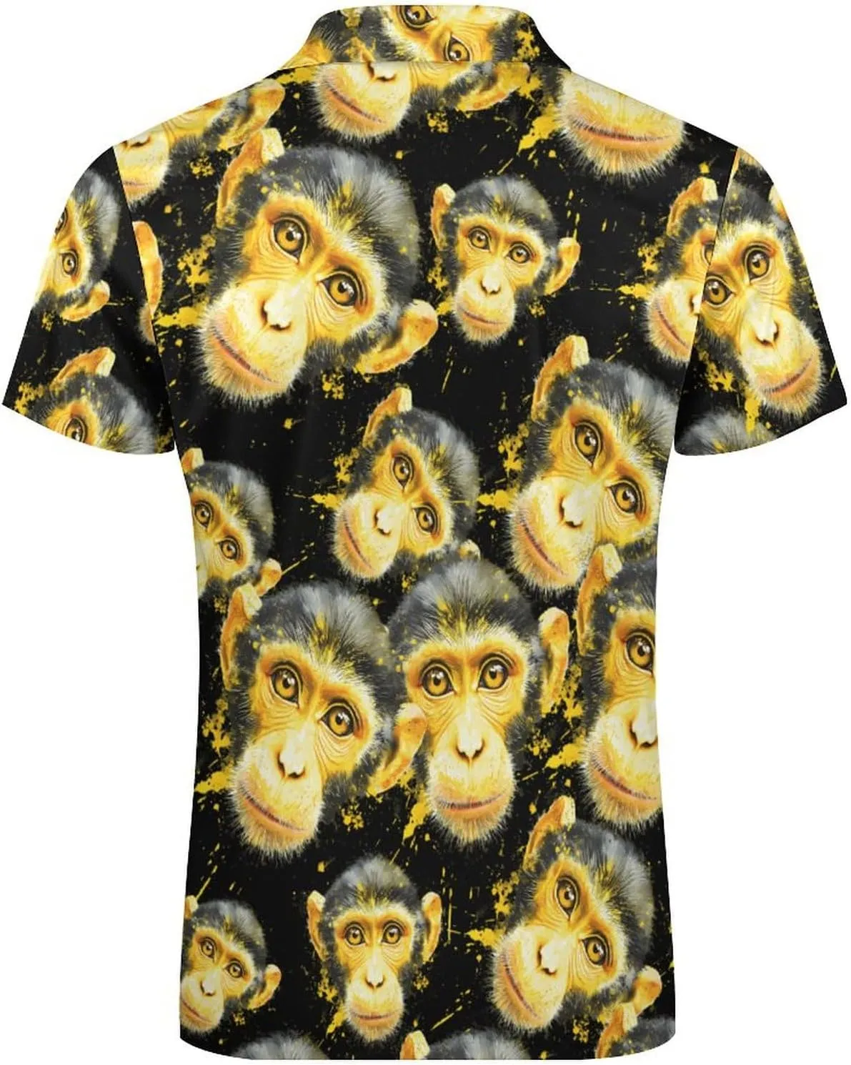 Collared Casual Mens Tees Monkey reveal Face Watercolor Golf Shirts for Men Short Sleeve Polo Shirt 