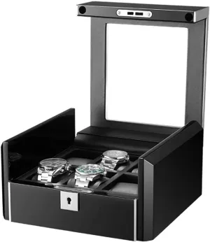 (Color : Paint) Watch Box with 6 Compartments, Watch Box with Glass Lid, Watch Case with Removable Watch Cushion, Velvet Lining, Metal Clasp The Best Gift for readership Family 
