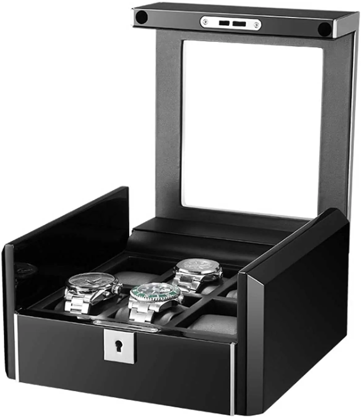 (Color : Paint) Watch Box with 6 Compartments, Watch Box with Glass Lid, Watch Case with Removable Watch Cushion, Velvet Lining, Metal Clasp The Best Gift for readership Family 