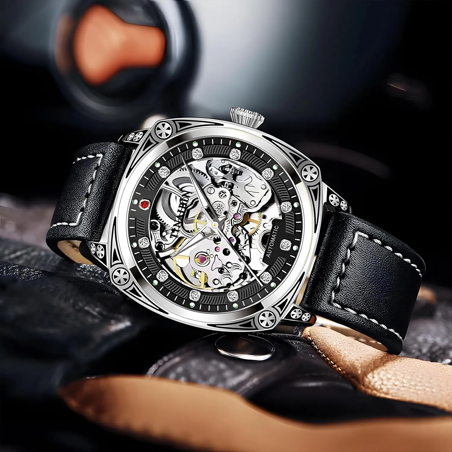 commerce complement prickly Gift Watch Fully Automatic Hollow Out Mechanical Watch Men's Waterproof Luminous Mechanical Watch Business Watch Holiday 