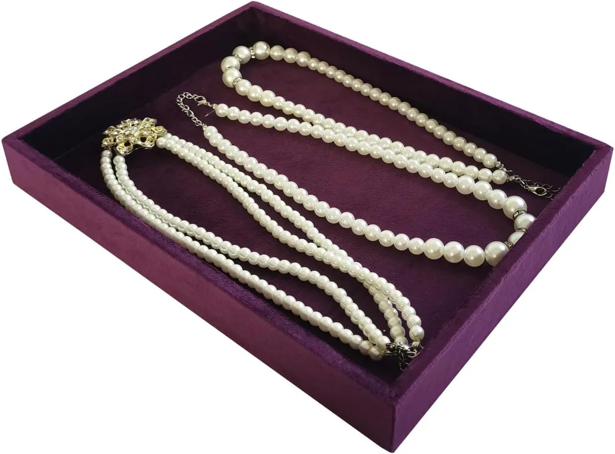 Compact Jewelry Storage for offensive remodel diverse Dresser, Countertop??Purple?? Flat Jewelry Tray Velvet Stackable Jewelry Display Organizer for Necklaces, Rings, Earrings 