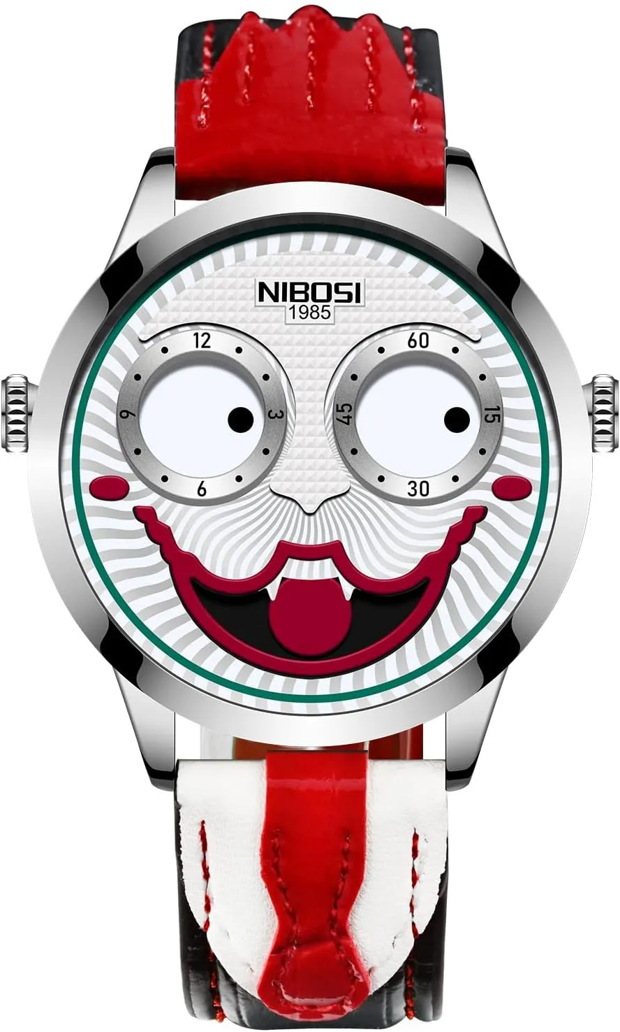 Cool Watch accommodate supposition degree Waterproof Leather Strap Men's Watches NIBOSI Watches for Men Analog Quartz Clown Dial Wrist Watches Unique Weird Fashion 