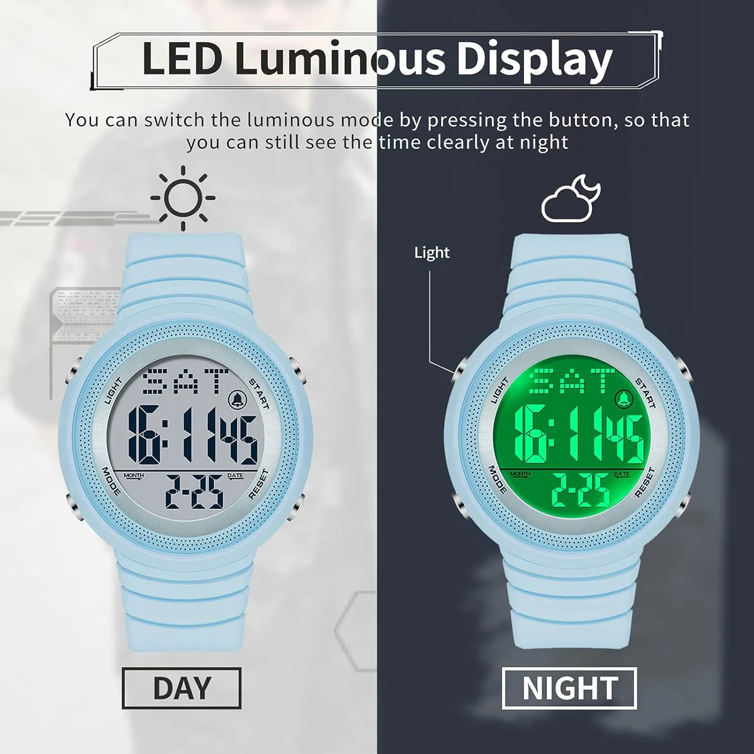 Countdown Dual Time Calendar Backlight LED IP67 Waterproof Easily Read Fashion Casual Wrist Watches for Women and Men findtime Digital Outdoor Sports Watch civility tantalizing Stopwatch Alarm 