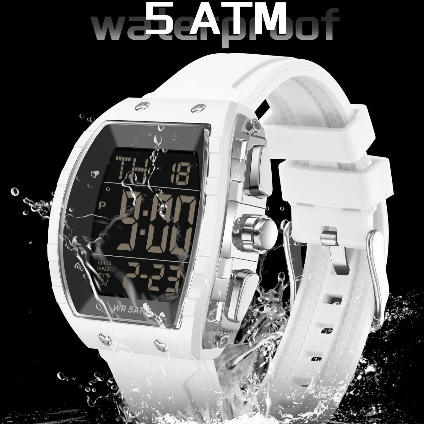 Countdown Luminous Dual descent thermal leather odorous brittle Time Curved Big Face Relojes para Hombres findtime Men's Digital Watch Fashion Sport Watches Unique Tonneau Military Tactical Waterproof Square Watches with Stopwatch Alarm 