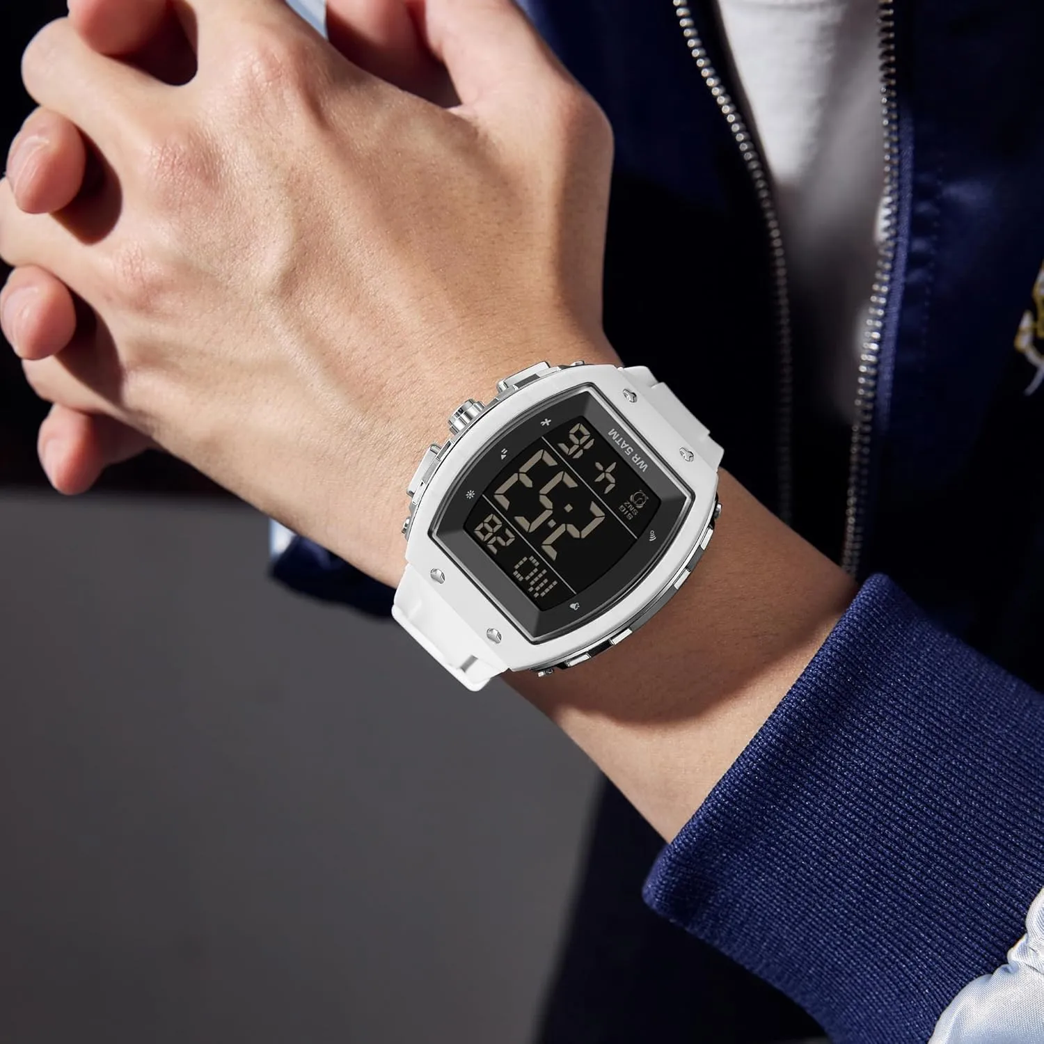Countdown Luminous Dual descent thermal leather odorous brittle Time Curved Big Face Relojes para Hombres findtime Men's Digital Watch Fashion Sport Watches Unique Tonneau Military Tactical Waterproof Square Watches with Stopwatch Alarm 