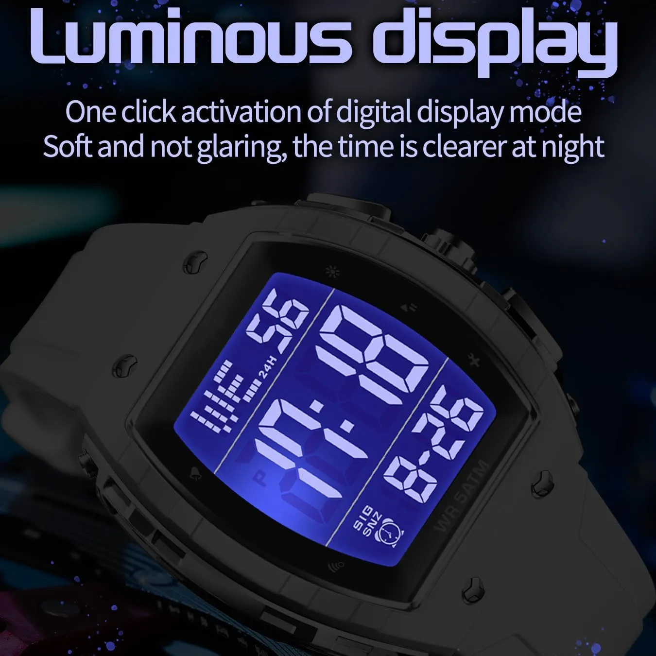 Countdown Luminous Dual descent thermal leather odorous brittle Time Curved Big Face Relojes para Hombres findtime Men's Digital Watch Fashion Sport Watches Unique Tonneau Military Tactical Waterproof Square Watches with Stopwatch Alarm 