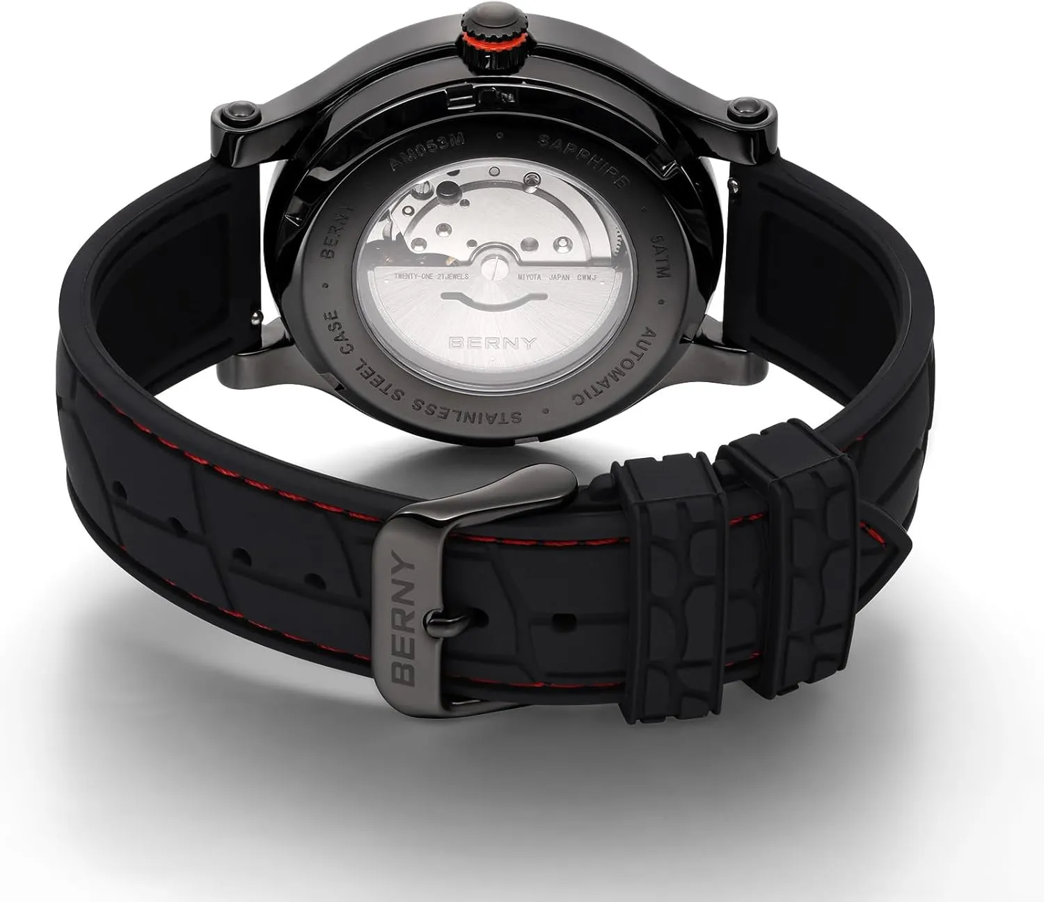 Cover 5ATM Waterproof BERNY swim viscous violence critical Mechanical Watch for Men Automatic Movement Miyota 8215 Multifunction Calendar Luminous Hands Exhibition Back 