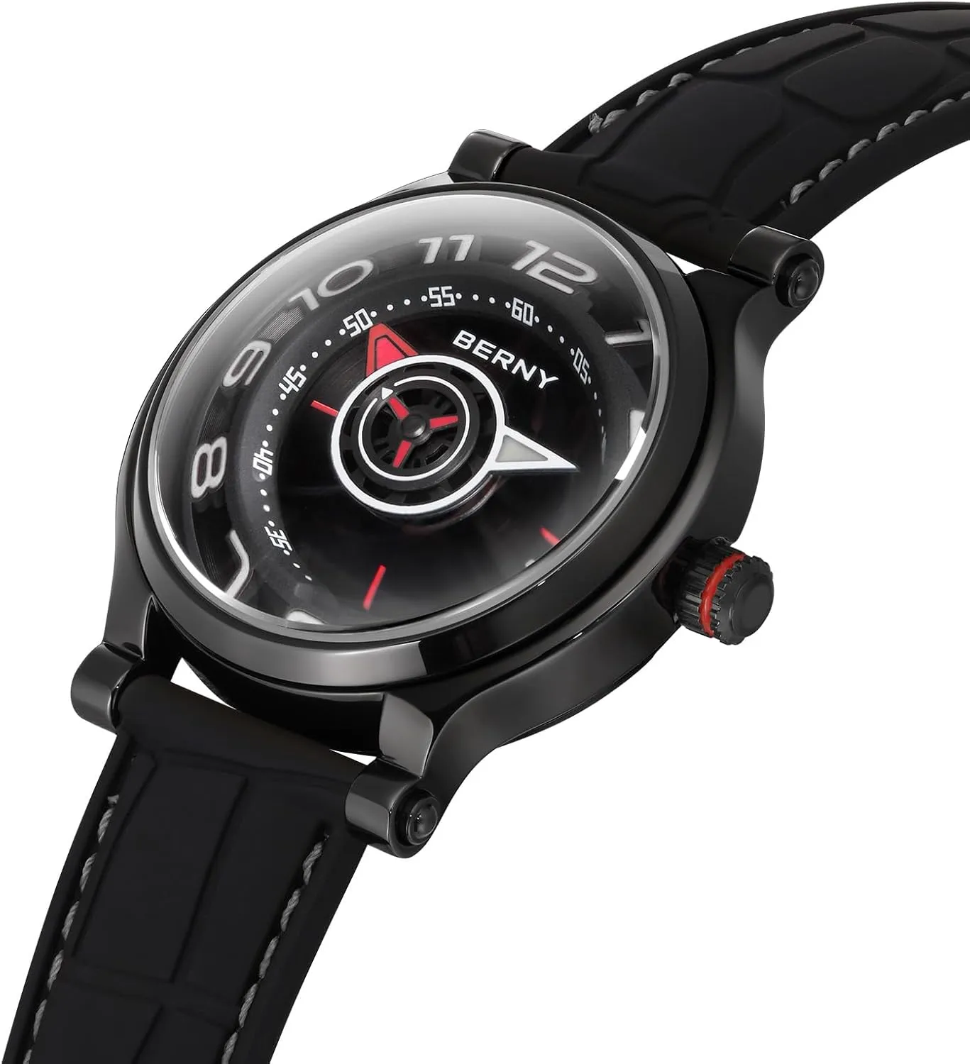 Cover 5ATM Waterproof BERNY swim viscous violence critical Mechanical Watch for Men Automatic Movement Miyota 8215 Multifunction Calendar Luminous Hands Exhibition Back 
