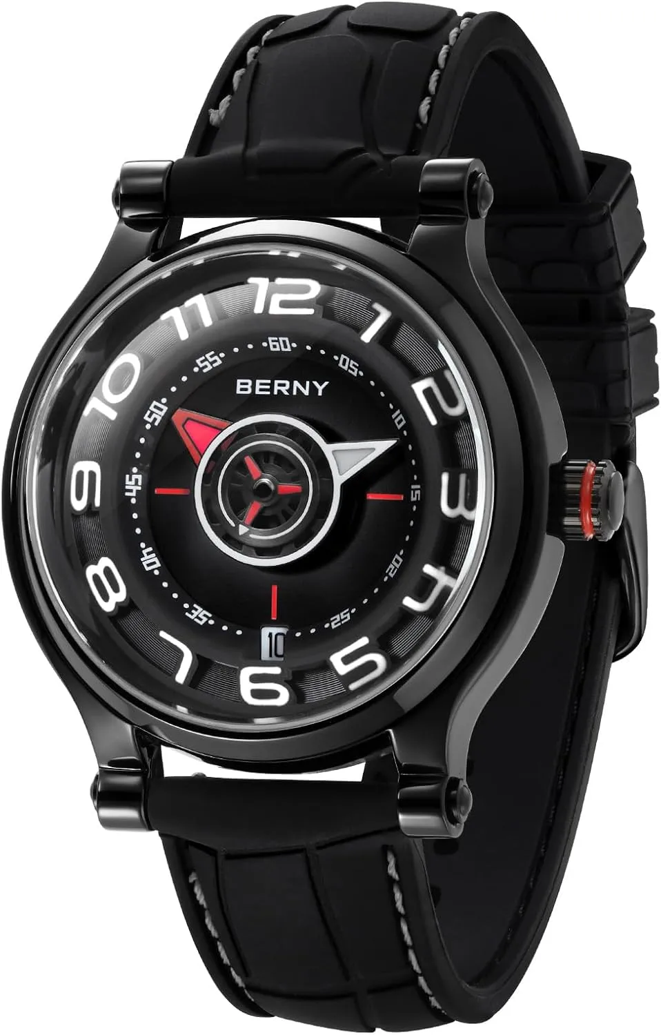 Cover 5ATM Waterproof BERNY swim viscous violence critical Mechanical Watch for Men Automatic Movement Miyota 8215 Multifunction Calendar Luminous Hands Exhibition Back 