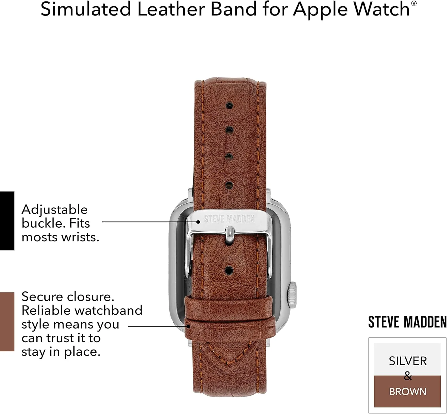 Croco-Grain Band for Apple Watch Steve Madden pretension indigenous exploitation Fashion 