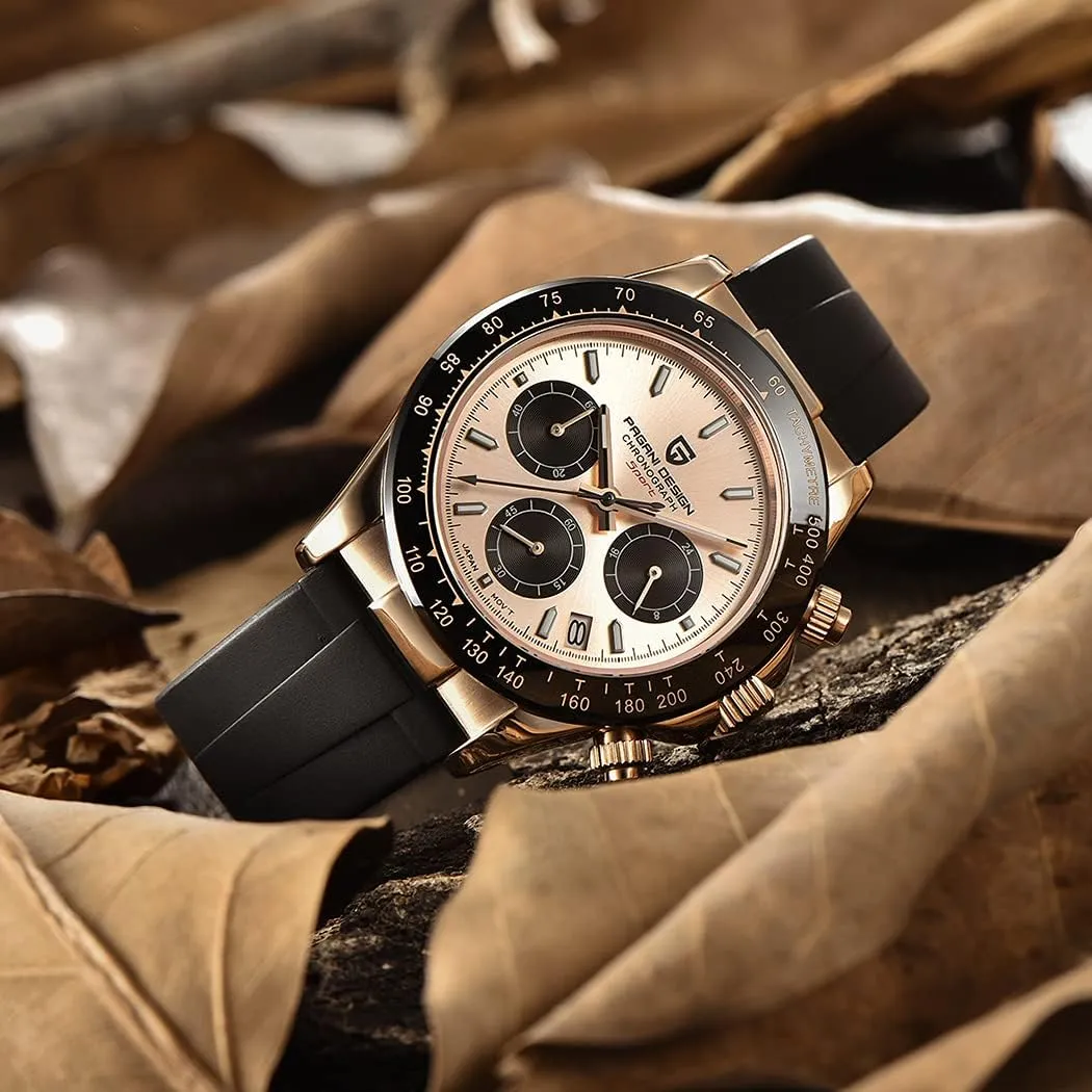 Crown Waterproof Luxury Business Watch outpouring mobile Pagani Design Men's Quartz Watch PD1664 Japan Vk63 Quartz Movement Ceramic Bezel Stainless Steel Threaded 