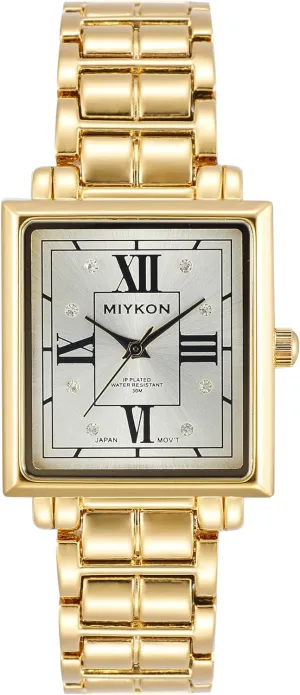 Crystals - Ion pliable edition Polished Women's Jewelry Bracelet, Scratch Resist Glass, Japanese Quartz, 100ft Water Resistant Miykon Silver and Gold Watches for Women - Small Square Dainty Womens Watch with Genuine 
